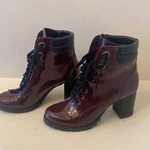 Burgundy Lace up booties